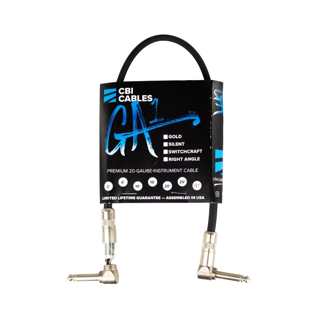 CBI Cables - 18 Inch (45cm) Guitar Patch Cable - 2 x Right Angle