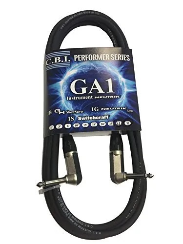 CBI Cables - 8 Inch Guitar Patch Cable - 2 x Right Angle