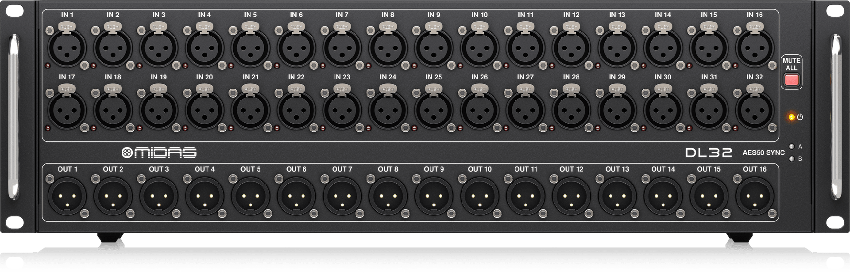 MIDAS DL32-REMOTE STAGE BOX-32 Mic inputs, 16 outputs, ADAT, Ultranet