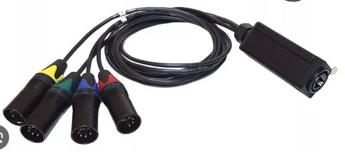 [CBI-SH5-4M] CBI Cables 3ft Shuttle Snake-Female Neutrik EtherCon RJ45-4 DMX 5 Pin Male Tails 