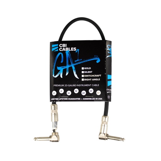 [CBI-GA1S-18INCH-2R] CBI Cables - 18 Inch (45cm) Guitar Patch Cable - 2 x Right Angle