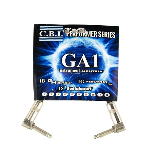 [CBI-GA1S-8INCH-2R] CBI Cables - 8 Inch Guitar Patch Cable - 2 x Right Angle