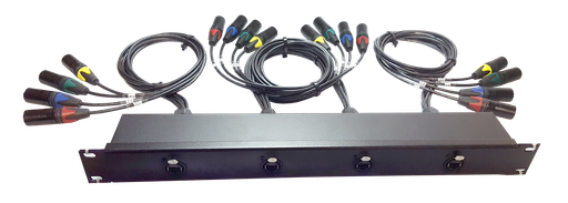 [CBI-RB1-4SH3-4F-3] CBI Cables RB1-4SH3-4M-3 - Shuttle Rack, 4 x Ethercon outputs , 4 x 5 pin Female DMX fan outs to splitters on rear