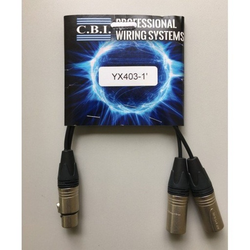 [CBI-YX403-1] CBI Single Female XLR to Dual Male XLR Splitter Cable 1 Foot